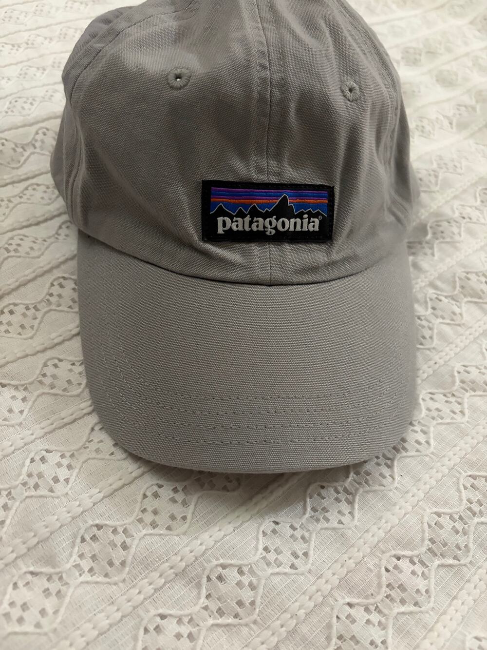 Patagonia P-6 Logo Gray Canvas Baseball Hat Cap Adjustable Strap Outdoors